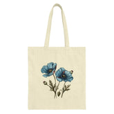 Blue Poppy Tote Bag, Floral Shopping Bag, Botanical Design, Unique Gift, Everyday Carry, Stylish Tote, Grocery Bag, Book Bag - Tawshia
